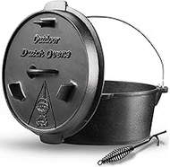 Camping Dutch Oven,9 Qt Pre-Seasoned Camping Cookware Pot With Lid - Lid Lifter,Cast Iron Deep Pot w