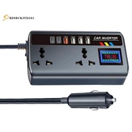 Car Inverter 12V/24V to 220V Car Inverter Converter Fast Charging Ports Portable Automotive Charger 