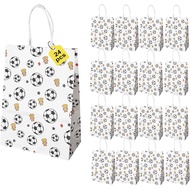 Hugloogn 24Pcs Soccer Paper Bags,Goodie Bags,Snack Candy Gift Bag,Themed Party Bag with Handles for 