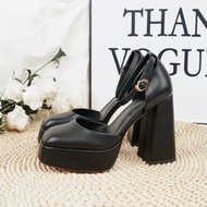 FREE SHIP Dép guốc cao gót 12p da mềm quai cài ôm chân tôn dáng