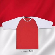 MERAH T-shirt Distro Shirt RED PUTiH REGLAN RAGLAN SLEEVE 3/4 7/8 independence day uniform August 17