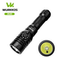 Wurkkos ไฟชาร์จไฟได้ดำน้ำ DL03-2800LMลำแสง480เมตรเลเซอร์สีเขียวและตัวบ่งชี้พลังงานกันน้ำ100เมตรสำหรั
