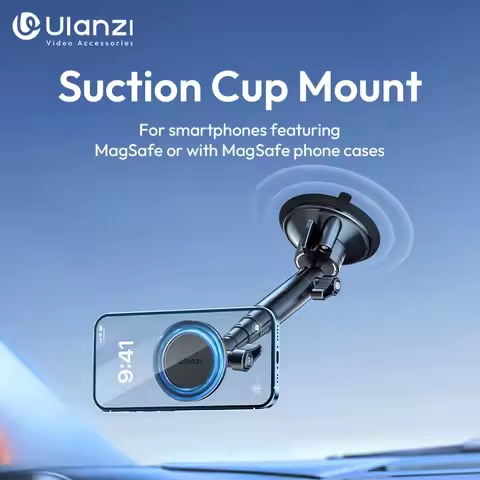 Ulanzi ZJ06 Suction Cup Mount for Featuring MagSafe Smartphones Four-Section Extendable Pole for Car