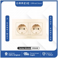 Grazie Nicolo Cream GNK Double Socket/ Double 2 Gang Socket Grazie Series House
