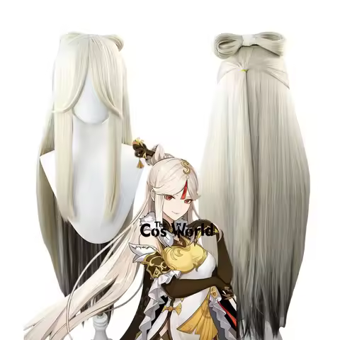 Genshin Ningguang 100cm Long Straight Games Cosplay Wigs Fiber Heat Resistant Synthetic Hair + Wig C