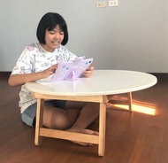 โต๊ะญี่ปุ่นกลมพับได้ ขนาด 80 cm. สูง 31 cm. สีขาว