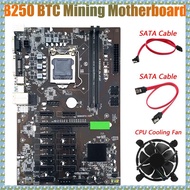 (NFYW) B250 BTC Mining Motherboard with CPU Cooling Fan+2XSATA Cable 12XGraphics Card Slot LGA 1151 SATA3.0 for BTC Miner
