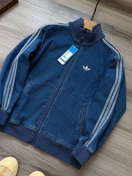 外國預訂 Adidas 刺繡logo 牛仔布拉鍊口袋 拼色外套