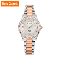 Bonia Women Elegance BNB10656-2615S Silver/Rose Gold Stainless Steel Strap with White DIal Analog Watch