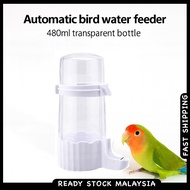 Automatic Bird Water Feeder 480ml Transparent Bottle for Parrot Lovebird Small Birds Pet Bekas Minum
