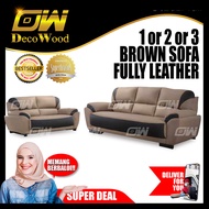 Brown Sofa 3 Seater Fully Leather Sofa / Lounge Chair / Relax Sofa / Relax Chair / Leather Sofa / Sofa Santai