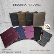 Leather Denim Binder, Available in A5/ Size 20 holes & B5/ 26 holes