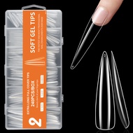 240Pcs/box Fake Nails Extra Long Plumbing Nail Patch Fake Nail Patch Boxed Clear Full Coverage Fake 