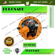 【SIRIM CERTIFIED】5M 2Gang EUROSAFE Cassette Extension Cable Roller Box Reel (ESF-RB7505)