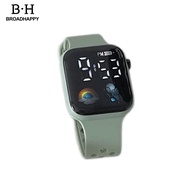 Broadhappy LED Electronic Watch Life Waterproof Soft Wristband Fashion Accessories Square Dial Silicone Kids Smart Digital Watch for Daily Wear