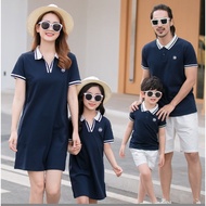 Blue Baby Kids Romper Polo Family Dress Men Shirt Boy tshirt Women Girl Dress Mini Dress Family Mathing Outfits T-shirt Family Set Tees Plus Size