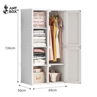 ANTBOX [โล๊ะสต็อค!!] ตู้เสื้อผ้าเอนกประสงค์ 8 ช่อง 1 แขวน ประตูสีขาวทึบ สไตล์มินิมอล ติดตั้งง่าย พับ