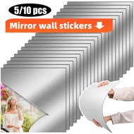 5/10pcs 30*30cm Anti Fog Wall Mirror Sticker DIY Mirror Full Body Mirror Living Room Bedroom Decor