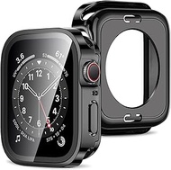 Amizee 2 in 1 Case [2-Pack] Compatible with Apple Watch Series 6 SE Series 5 Series 4 44mm with Built-in Screen Protector, Straight Edge Hard PC Full Body Protective Cover for iWatch 44mm, Black