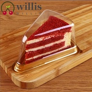 WILLIS 50Pcs Cake Slice Boxes, Plastic Triangular Cheesecakes Box, Durable Disposable Clear Lid 6/8 