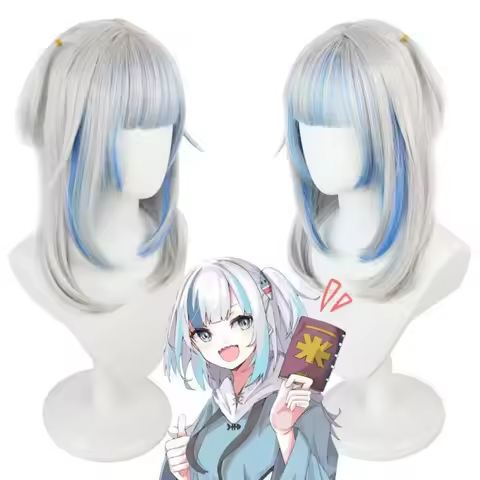 Gawr Gura Vtuber Cosplay Wig | Anime Shark Girl Style Wig for Hololive Character Costume