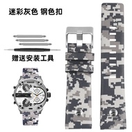 Đồng Hồ Nam Bằng Da Thật Diesel Thay Thế Dây Đeo 24 26 28mm DZ7311 DZ7401 Camouflage Grey Watch Band