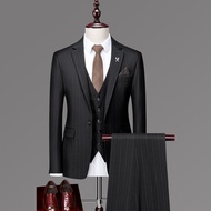 GUKENRO Three Piece Male Suit Set Business Dinner Dress Groom Wedding Professional Vintage Classy Bl