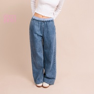 6IXTY8IGHT ANSLEY, Double Layered Waist Wide Leg Denim Pants PN11753