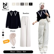 Modern Women's Oneset [Sailor Blouse + Pants] FREE Hijab Outfit Trending Korean Outfit NC0031