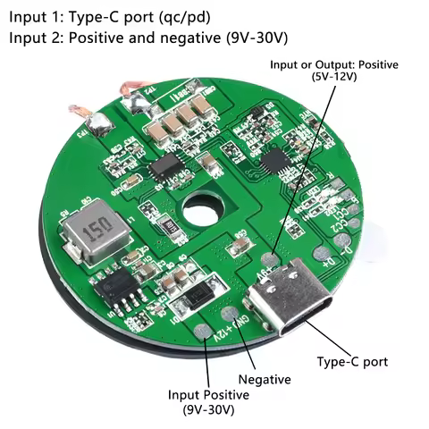 20W High Power Type-C for QI Wireless Fast Charger Transmitter Module 5V 9V 12V QC PD Input 5W 10W 1