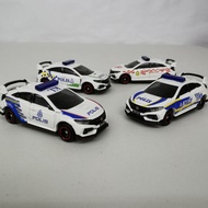 Honda Civic FC kereta polis Pdrm, military polis MP scale 1:64 die cast car model