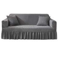 Sofa Cover Sofa Seersucker Textured Sofa Protector with Pleated Skirt for L-Shape U-Shape & Sectiona
