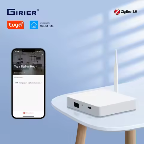 GIRIER Tuya ZigBee Gateway Hub with Antenna Smart Gateway Bridge Mesh Hub for Home Automation System