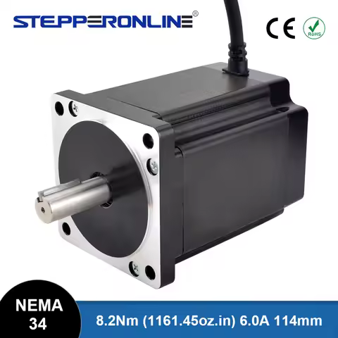 STEPPERONLINE Nema 34 Stepper Motor 8.2Nm 6A 86x114mm Nema34 Open Loop Stepper 14mm Shaft for CNC En