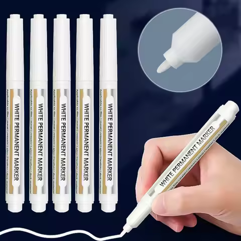 1.0mm Highlight White Marker Pen Fine Tip for Student Art Supplies for Wool Canva Tire Glass Rock Me