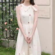 Lovito Casual Ditsy Floral Bow Dress for Women LNA75155