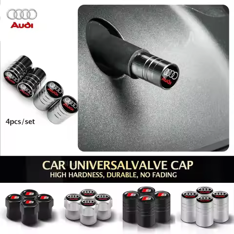 4Pcs 3D Metal Tire Valve Caps Car Tyre Air Stems Cover For Audi Sline A3 A1 A4 B8 B7 A6 C7 A5 A7 A8 