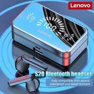 ♥ SFREE Shipping+Readystock♥Lenovo S20 TWS Bluetooth-Compatible Earphones Stereo Sport Headset Waterproof Wireless Headphone Charging Box Earbuds With Mic