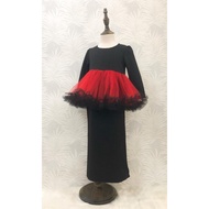 🌺 RAYA 2021 🌺 ( 1y ) BLACK RED HITAM MERAH TUTU BAJU KURUNG BUDAK