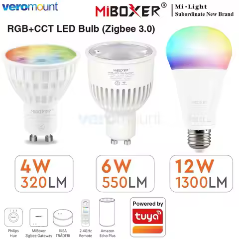 MiBoxer FUT103ZR 4W FUT106ZR 6W GU10 FUT105ZR 12W E27 RGB+CCT LED Bulb Light Smart Spotlight Zigbee 