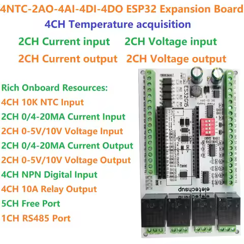 ESP32-DevKitC Base Plate NTC AI AO DI DO for Arduino Multi-function Development Board PLC WIFI RS485