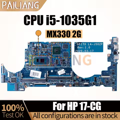 For HP 17-CG Notebook Mainboard LA-J502P i5-1035G1 MX330 2G L87979-601 L87978-601 L99254-601 Laptop 