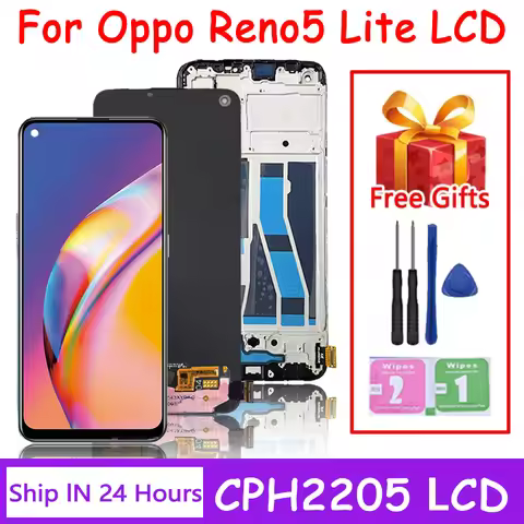 100% Tested For OPPO Reno5 Lite CPH2205 LCD Screen + Touch Digitizer Assembly For OPPO Reno 5 Lite 5