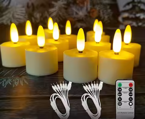 set of 6/12 Remote Controlled w/Timer Led Tea Light USB Rechargeable Tealight Warm White 3D Wick fli