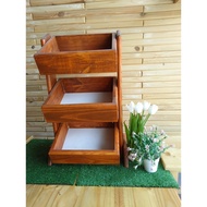 Rak Bawang 3 tingkat warna walnut