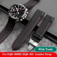 22mm Curved Genuine Leather Watchband For C-asio EQB-800BL EQB-501 EQB-900 EDIFICE/EQB-500 Waterproo