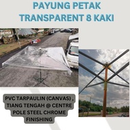 Payung Petak / segi Transparent / jernih / lutsinar PVC 8 kaki (Center Pole : Chrome ) / PAYUNG NIAG