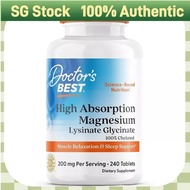 Doctor's Best High Absorption Magnesium Glycinate Lysinate 100mg 120/240 Tablets Chelated Vegan