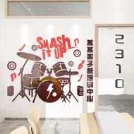 ตกแต่งห้องเรียนดนตรี Jazz Drum Acrylic 3D Wall Sticker Waterproof Decorations for Bars And Coffee Sh