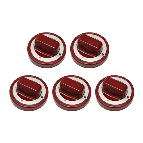 5 pcs BBQ Grill Knob Red High-Temperature Resistant Bakelite Round Rotary Switch with Printed O-Ring